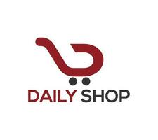 Daily Shop lettermark logo with market, sells, delivery, shopping and business logo. On white background, Vector illustration.