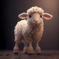 Sheep on a dark background, 3d rendering. Computer digital drawing., Image photo