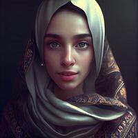 Portrait of a beautiful young muslim woman. Beauty, fashion., Image photo