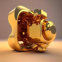 3d illustration of a golden lantern in the shape of a crown, Image photo