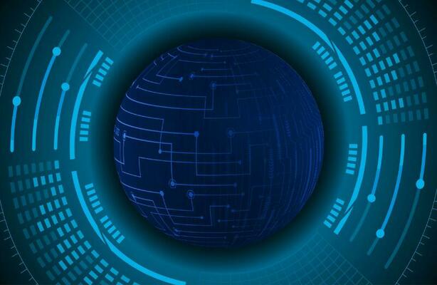 Modern Holographic Globe on Technology Background