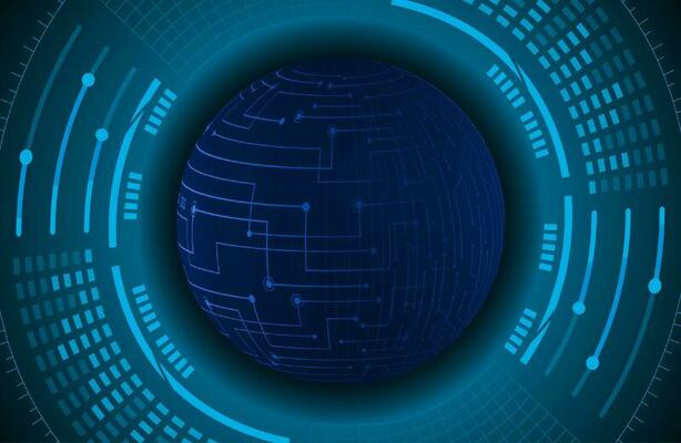 Modern Holographic Globe on Technology Background