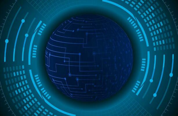 Modern Holographic Globe on Technology Background
