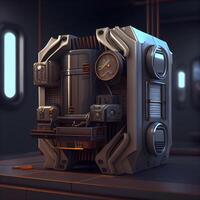 3D rendering of an old robot in a science fiction style., Image photo