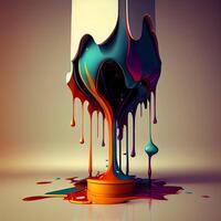 Colorful paint dripping from a vase. 3d illustration., Image photo