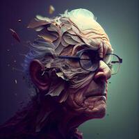 retrato de un antiguo hombre en lentes. 3d representación., ai generativo imagen foto