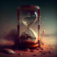 Hourglass with flowing sand. 3d illustration. Time concept., Image photo