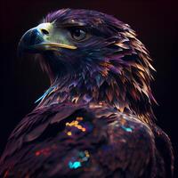 Eagle portrait with colorful bokeh background. 3d rendering, Image photo