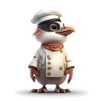 3d rendering of a cartoon penguin wearing a chef's hat, Image photo