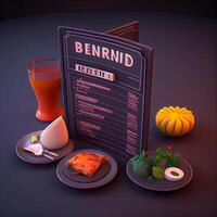 Restaurant menu design with hamburger, french fries and coffee, Image photo