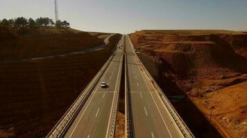 Aerial view of highway traffic video