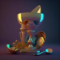 Broken vase with human skull. 3d render illustration., Image photo