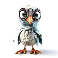 rooster with helmet and goggles on white background. 3d illustration, Image photo