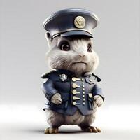 Conejo en el formar de un policía oficial en un gris fondo, ai generativo imagen foto