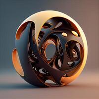 3d render of abstract sphere. Geometric shape. 3D illustration., Image photo