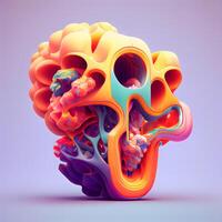 3d illustration of human brain made of colorful abstract elements. 3d rendering, Image photo