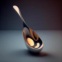 Spoon on a dark background. 3D illustration. 3D rendering., Image photo