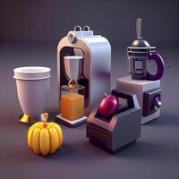 3d illustration of a set of objects for Halloween. illustration., Image photo