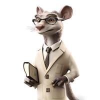 gracioso gato en traje y lentes con libro aislado en blanco fondo, ai generativo imagen foto