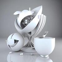 3d rendering of abstract technology concept in gray background with reflection., Image photo