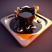 negro té en un taza en un oscuro antecedentes. 3d representación, ai generativo imagen foto