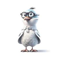 Cute little bird isolated on white background. 3d illustration., Image photo