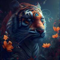 Futuristic portrait of a tiger. 3D Rendering., Ai Generative Image 23184748  Stock Photo at Vecteezy