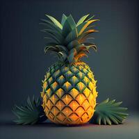 piña en un oscuro antecedentes. 3d ilustración., ai generativo imagen foto