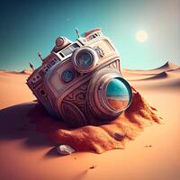 Astronaut in the desert. Retro style. 3d render, Image photo