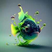 Colorful fish in water. 3D illustration. 3D rendering., Image photo