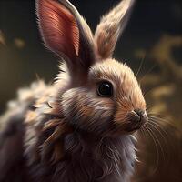 Rabbit portrait. Digital painting. 3d rendering, illustration., Image photo