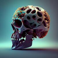 Human skull. 3D illustration. 3D CG. High resolution., Image photo