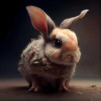 Rabbit on a dark background. 3d rendering, 3d illustration., Image photo
