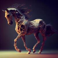 caballo con un hermosa melena y melena. 3d representación, ai generativo imagen foto