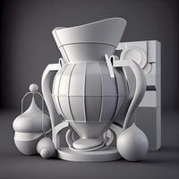 3d illustration of a vase with a spoon and a vase, Image photo