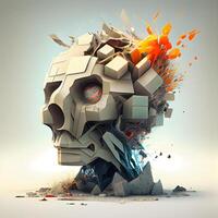 3d render of abstract geometric figure with explosion effect on white background, Image photo