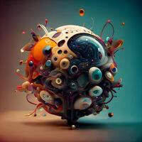 3d render of abstract sphere with colorful spots. 3d illustration, Image photo