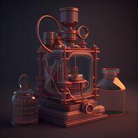 3d illustration of an old camera on a dark background. 3d rendering, Image photo