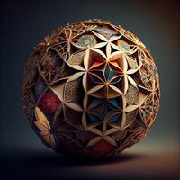 Abstract 3d sphere with geometric ornament. 3d render illustration., Image photo