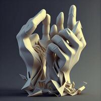 3d render of human hands breaking through the wall. Abstract background., Image photo