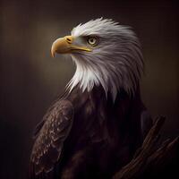 Bald Eagle on a black background. 3d rendering. Computer digital drawing., Image photo