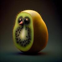 Funny kiwi fruit on dark background. illustration., Image photo