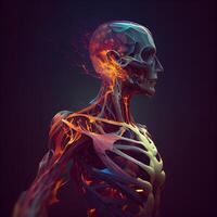 Human Skeleton Anatomy, 3D Illustration Human Respiratory System, Image photo