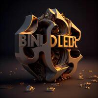 3d render of a golden 3d shield with the word bonus, Image photo