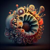 Fractal 3d illustration of an abstract colorful background with spirals and structures, Image photo
