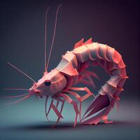 Shrimp on a dark background. 3d rendering, 3d illustration., Image photo
