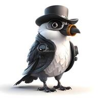 Owl with binoculars on white background. 3D illustration, Image photo