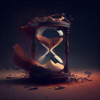 Hourglass with sand on dark background. Time concept. 3D rendering, Image photo