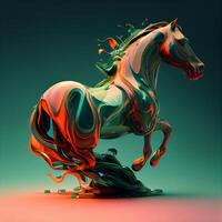 3D illustration of a beautiful horse with a beautiful mane and tail, Image photo