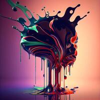 Colorful paint splashes on a gradient background. 3d rendering, Image photo